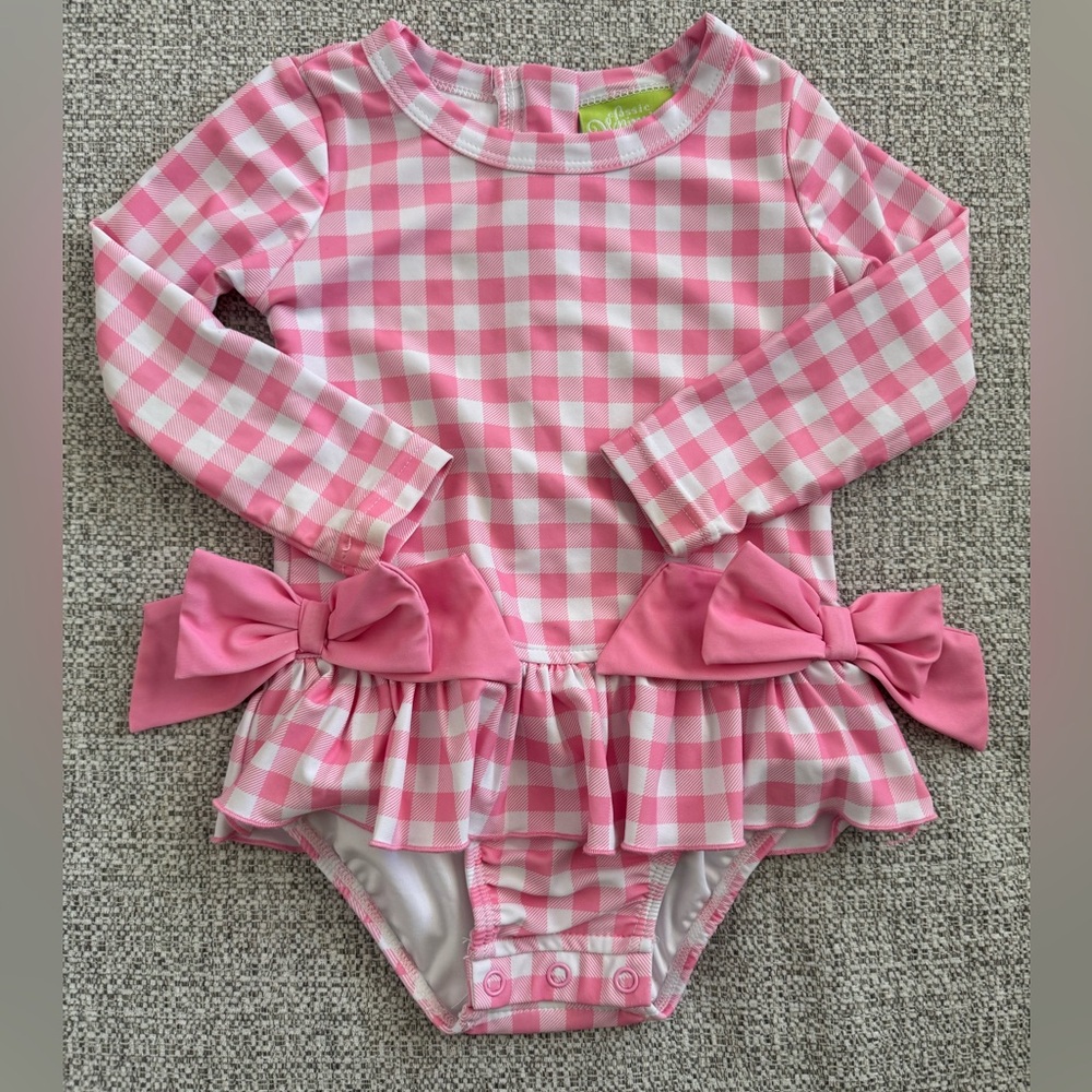 Classic Whimsy Baby Girl Capri Pink Rash Guard Swimsuit- 6-12 Months